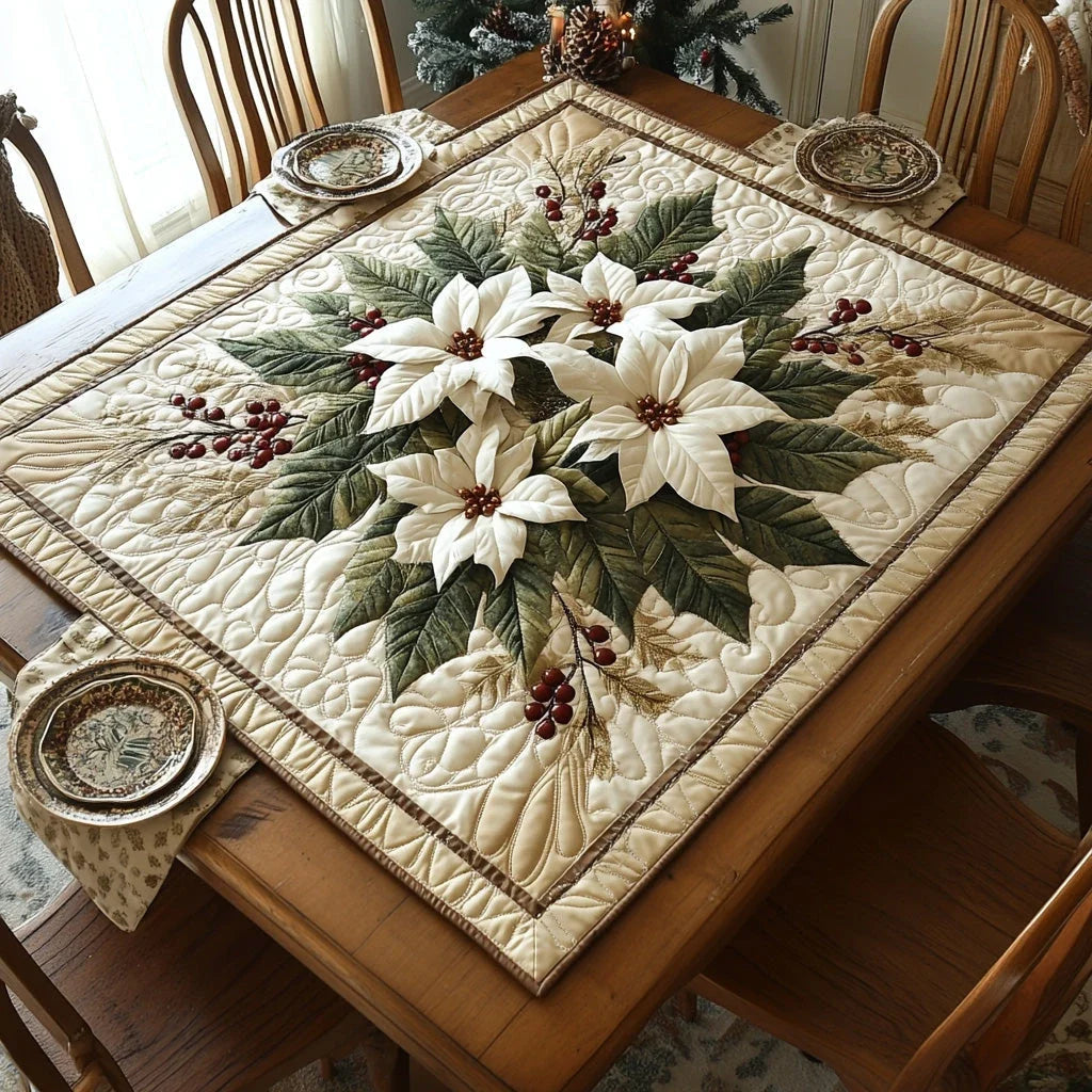 Winter Blossom Quilted Table Topper