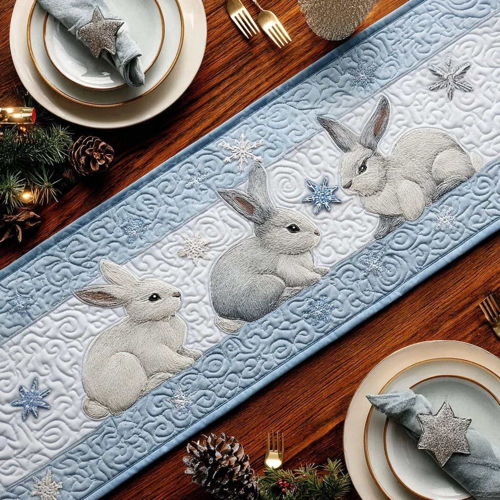 Winter Bunny Quilted Table Runner