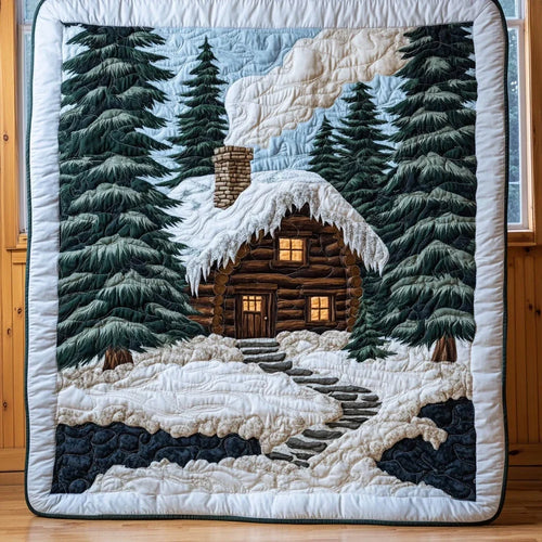 Winter Cabin Quilt Blanket