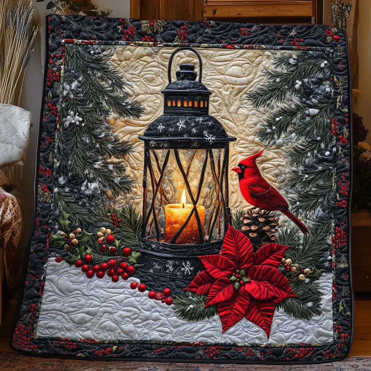 Winter Cardinal Quilt Blanket