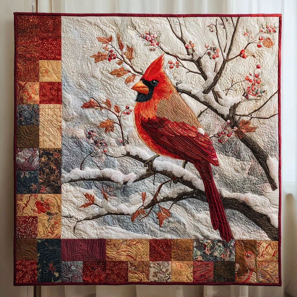 Winter Cardinal Quilt Blanket