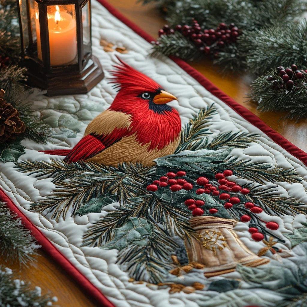 Winter Cardinals Quilted Table Runner