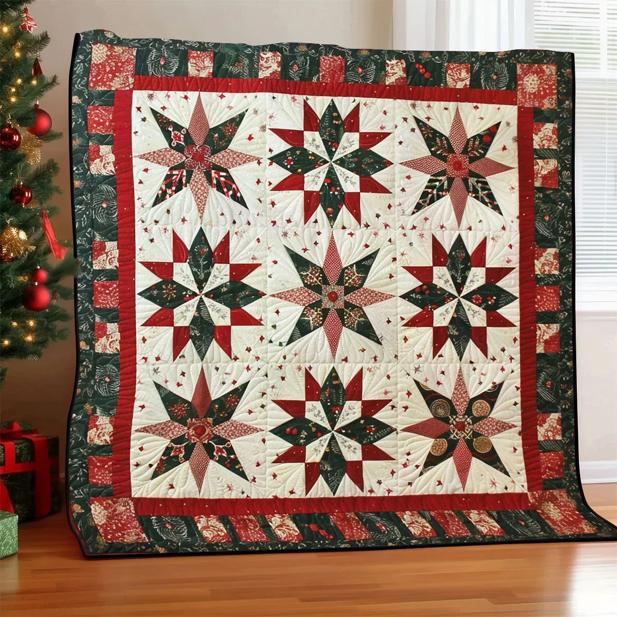 Winter Christmas Star Quilt Blanket