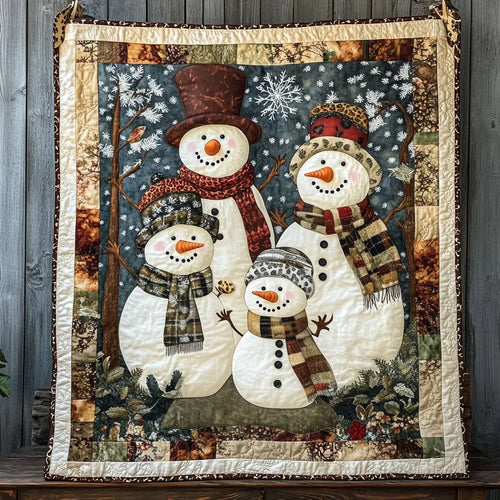 Winter Family Snowman Quilt Blanket