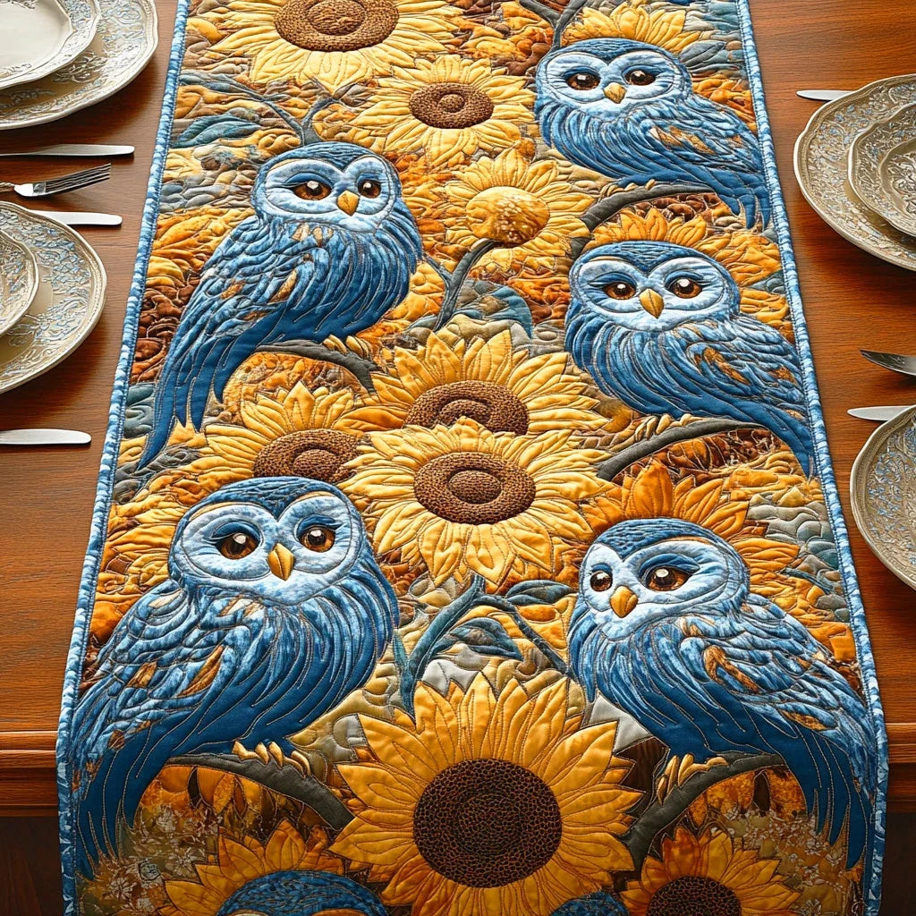 Winter Feathers Quilted Table Runner