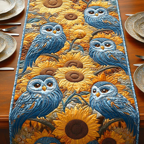 Winter Feathers Quilted Table Runner
