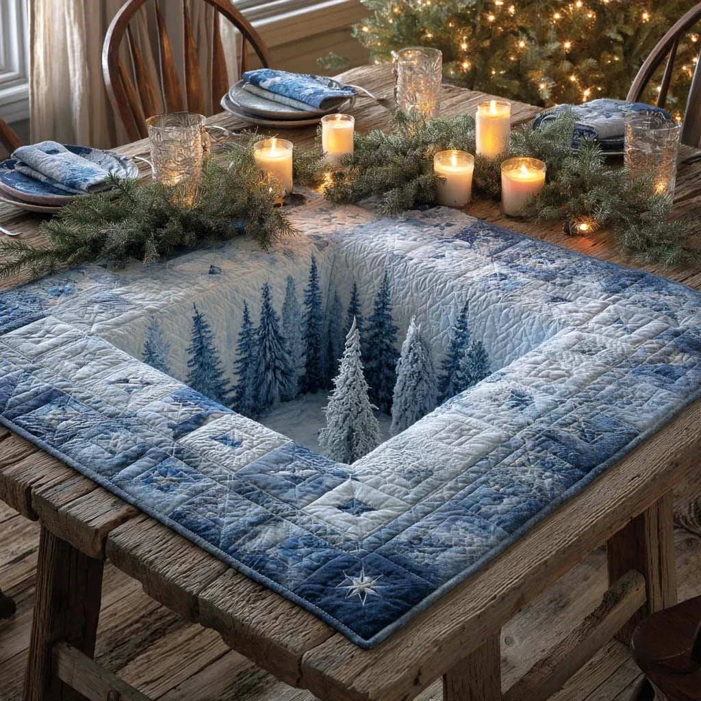 Winter Forest Depths Quilted Table Topper