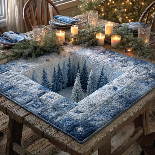 Winter Forest Depths Quilted Table Topper