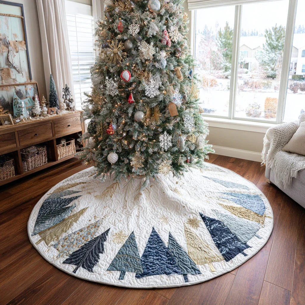 Winter Forest Magic Christmas Quilted Tree Skirt
