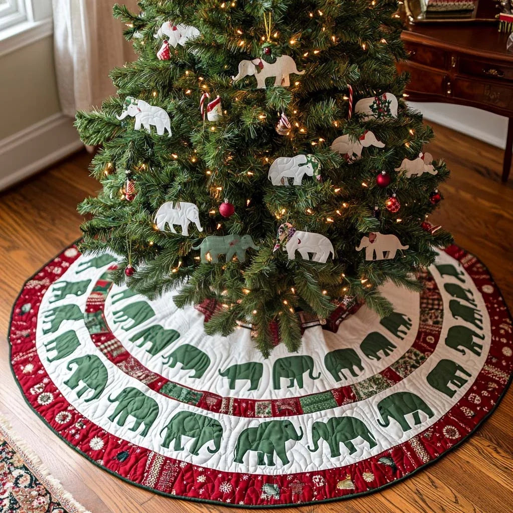 Winter Greens Christmas Quilted Tree Skirt