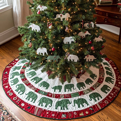 Winter Greens Christmas Quilted Tree Skirt