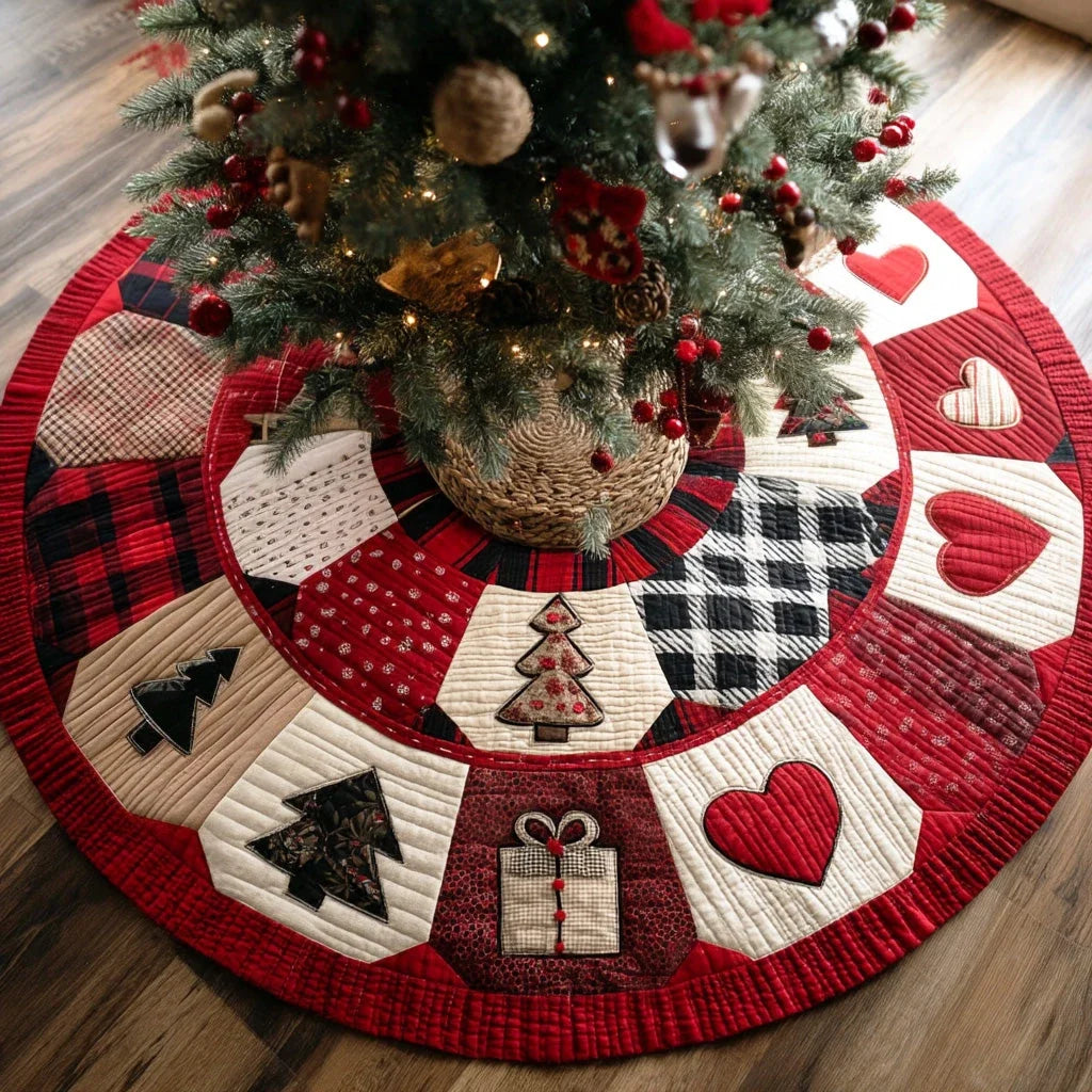 Winter Harmony Christmas Quilted Tree Skirt