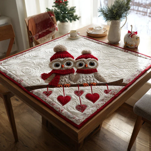 Winter Hug Owls Table Topper
