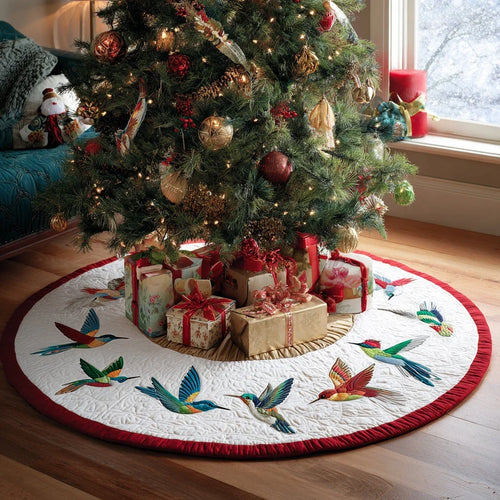 Winter Hum Christmas Quilted Tree Skirt