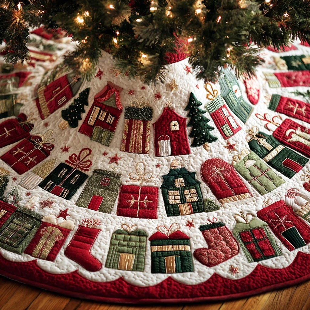 Winter Magic Glow Christmas Quilted Tree Skirt