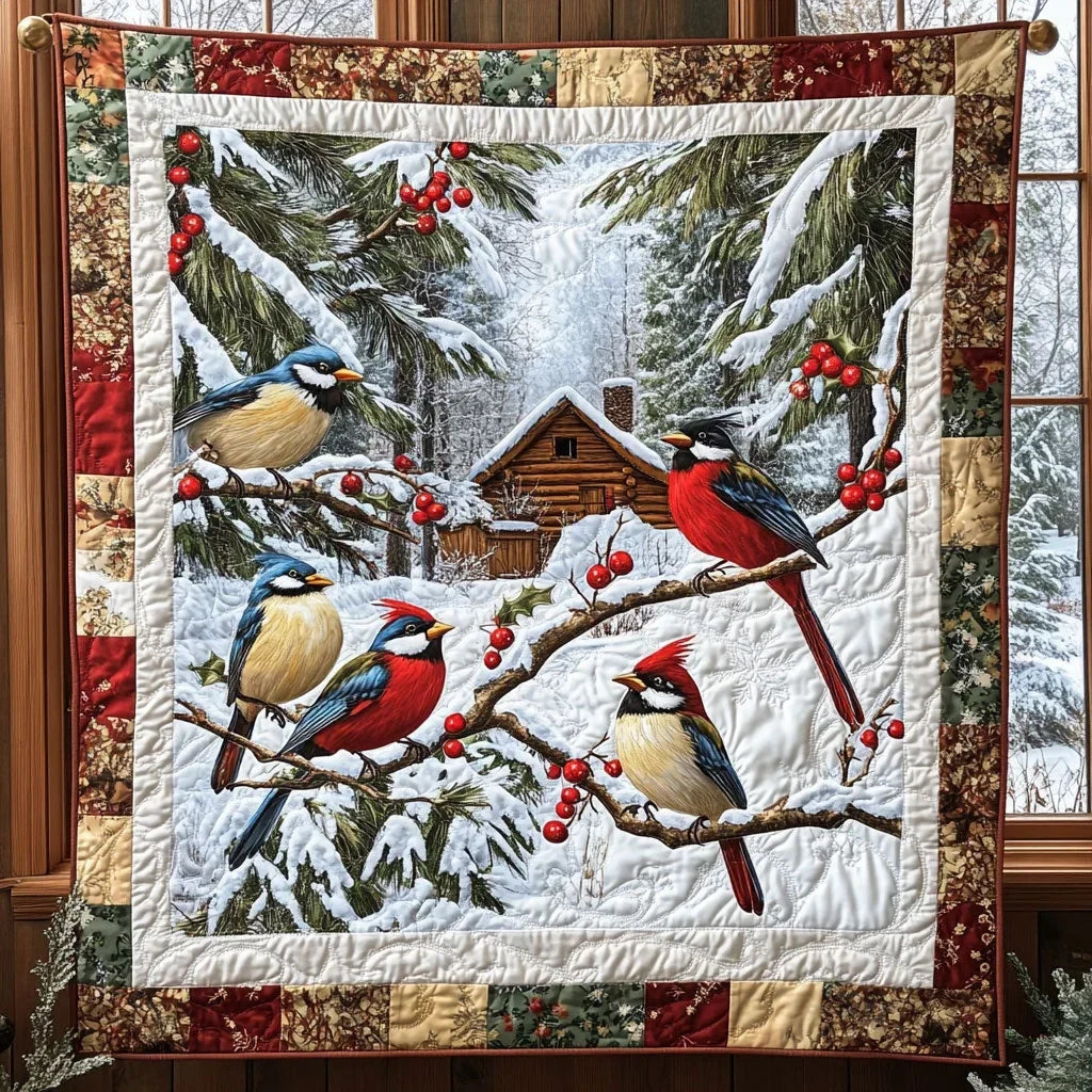 Winter Melody Cabin Quilt Blanket