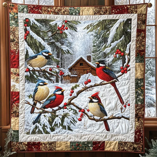Winter Melody Cabin Quilt Blanket