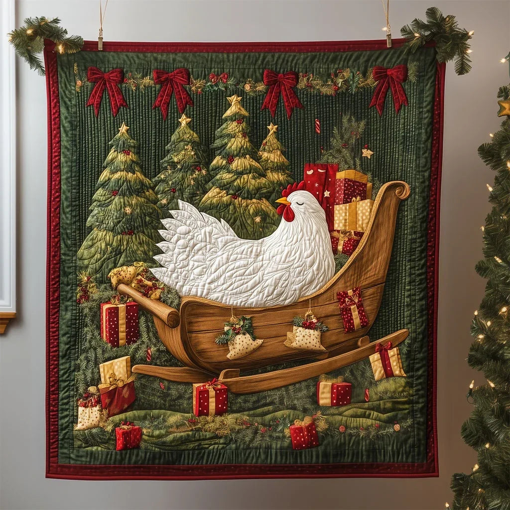 Winter Nap Rooster Quilt Blanket