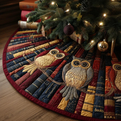 Winter Owl Christmas Quilted Tree Skirt