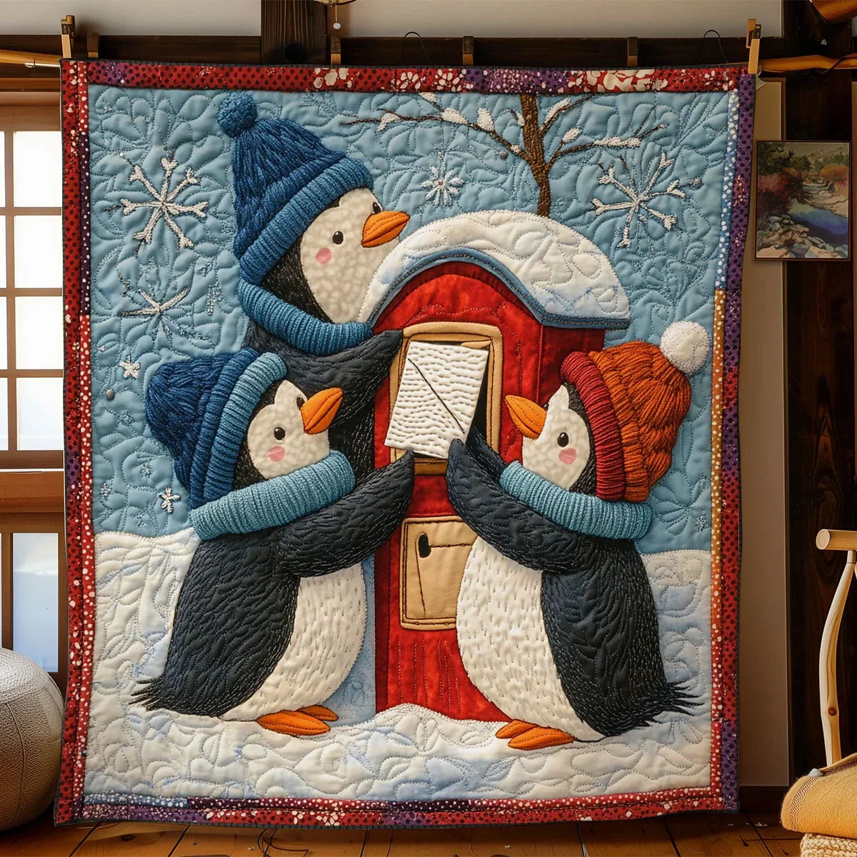 Winter Penguin Quilt Blanket