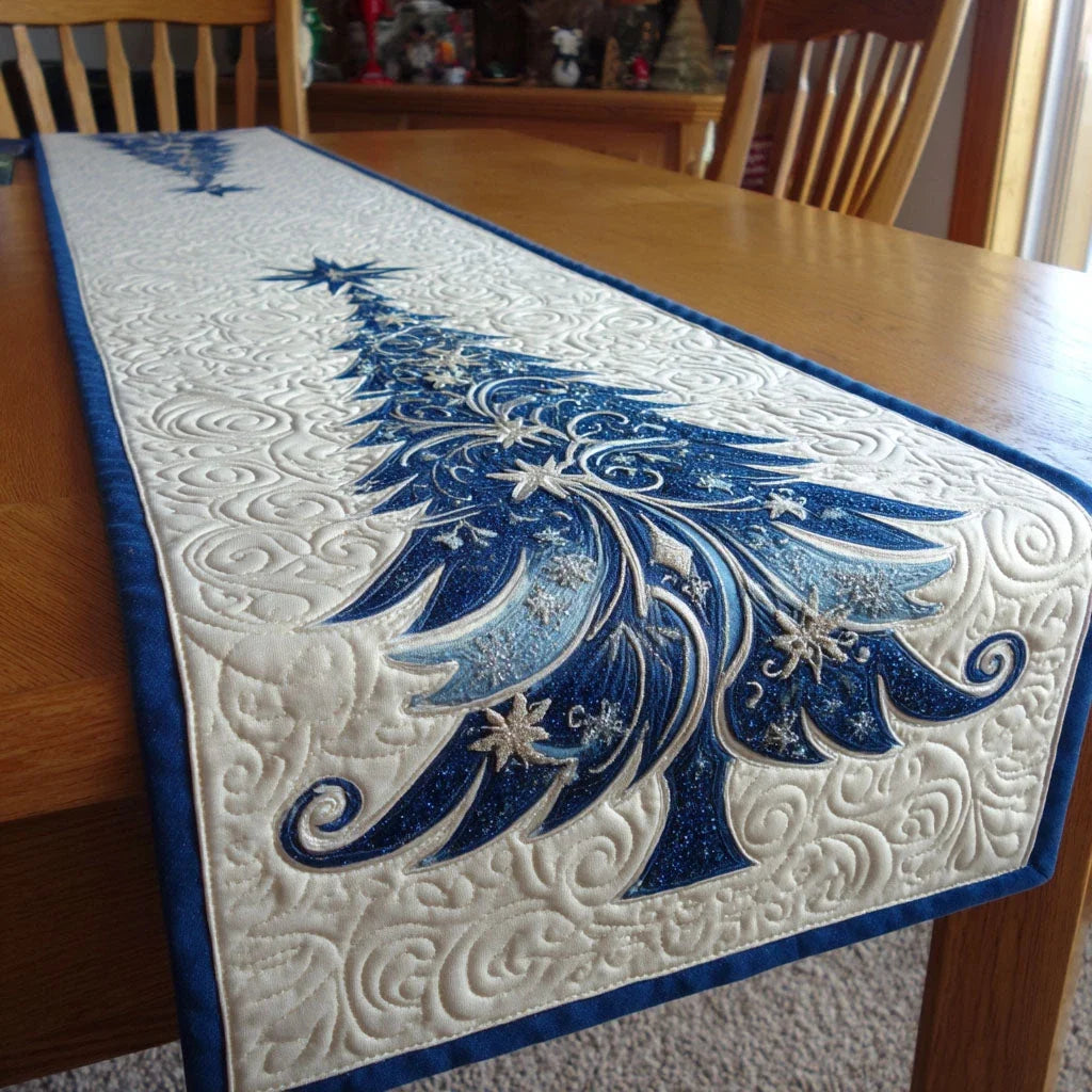 Winter Pine Charm Quilted Table Runner