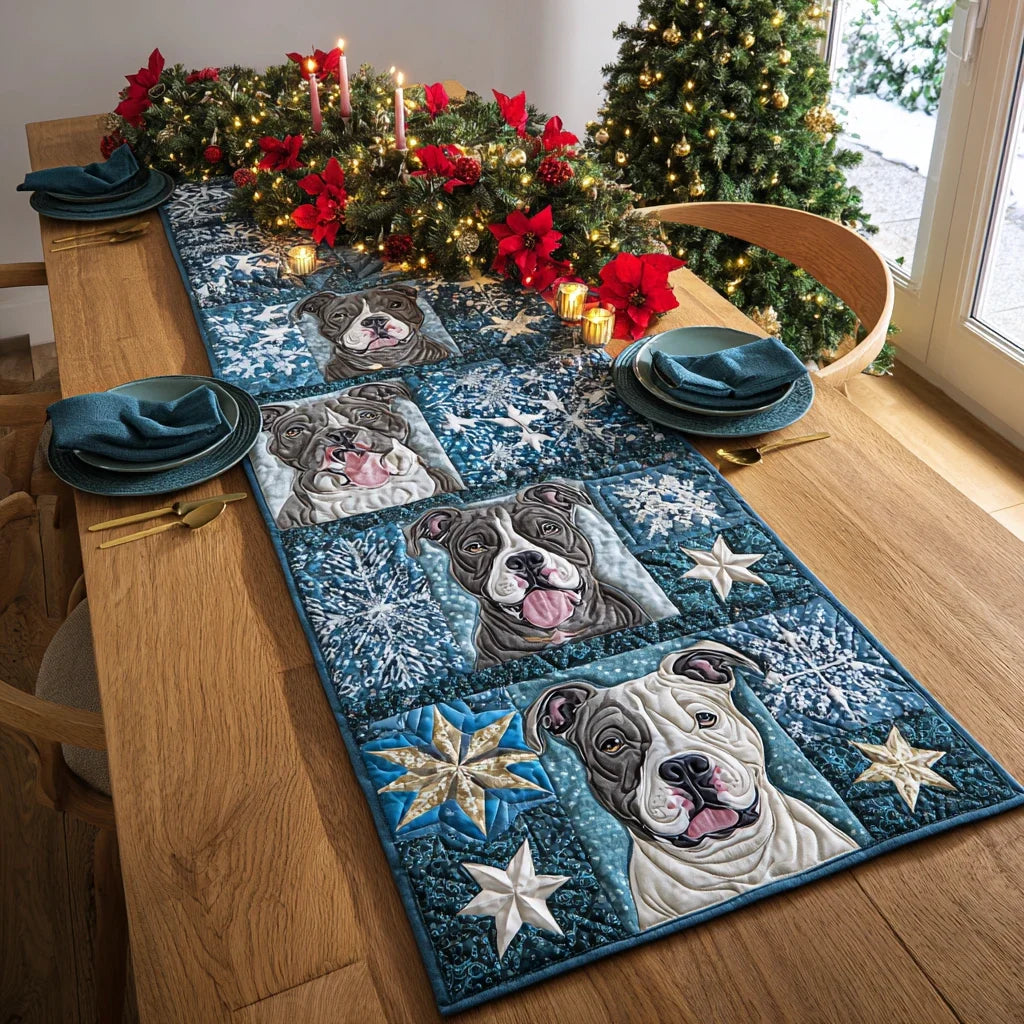Winter Pitbull Quilted Table Runner