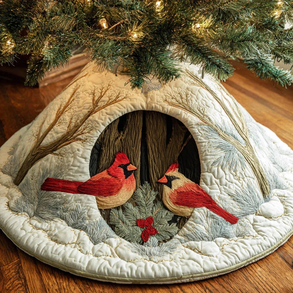 Winter Red Song Christmas Quilted Tree Skirt
