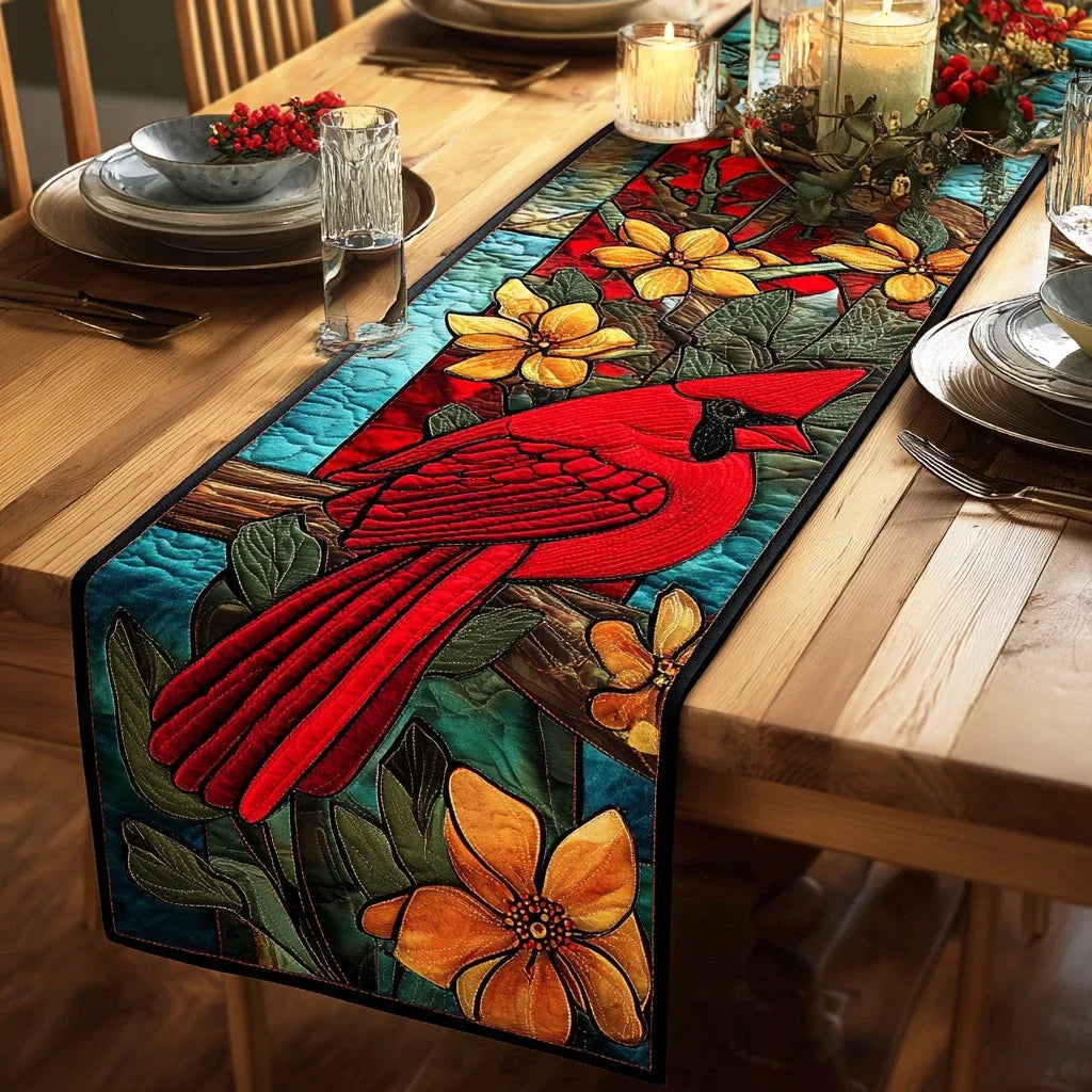 Winter Red Visitor Quilted Table Runner