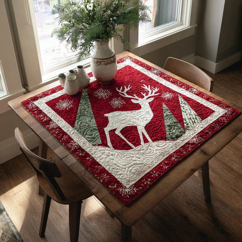 Winter Reindeer Quilted Table Topper