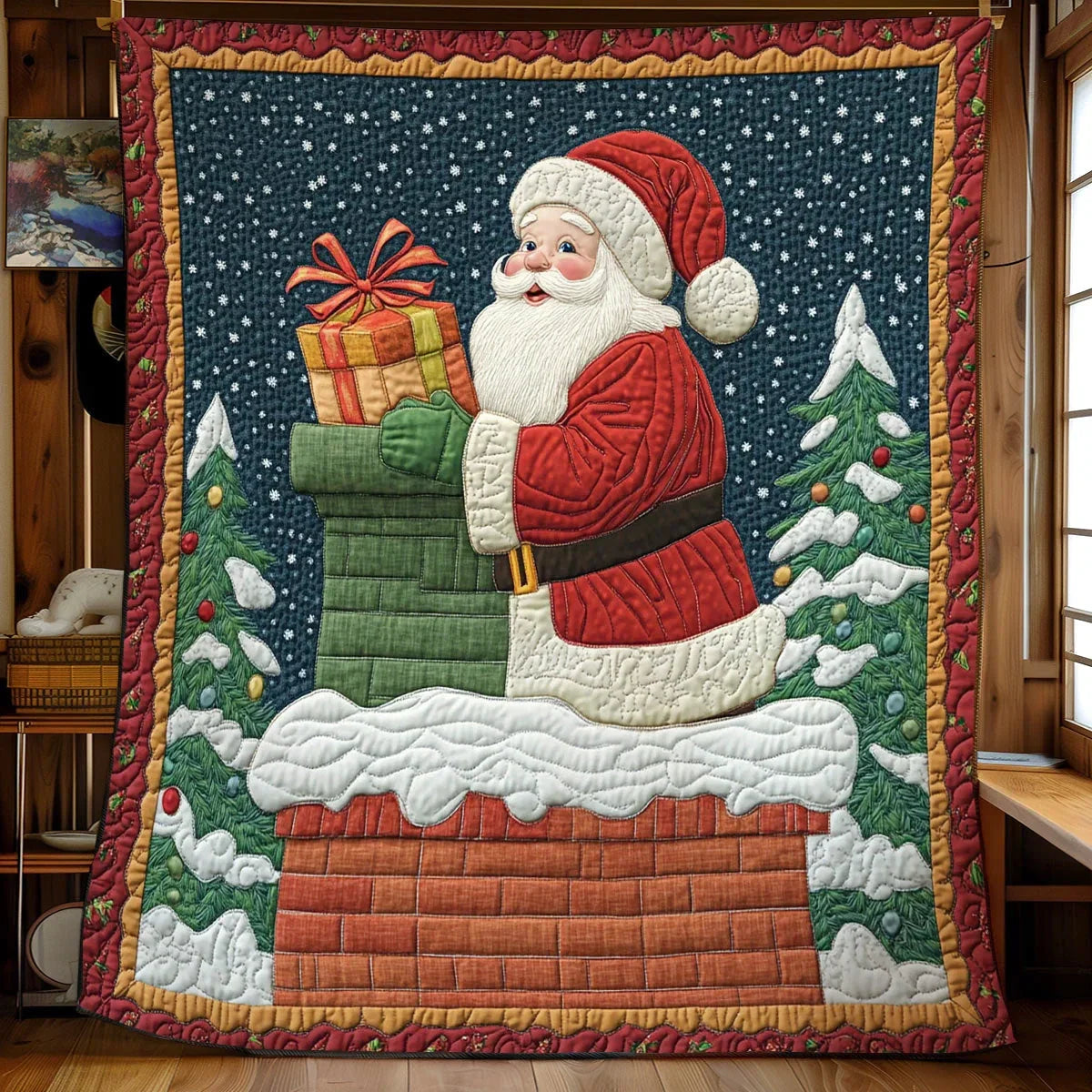 Winter Santa Gift Quilt Blanket