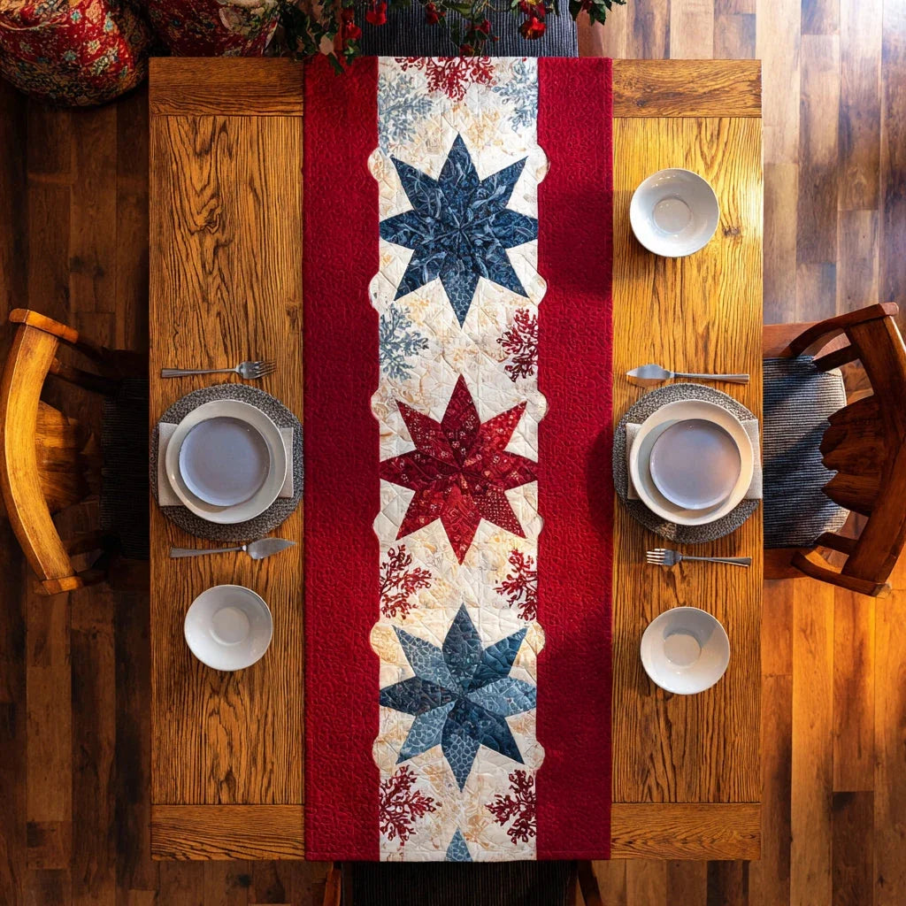 Winter Snowflake Quilted Table Runner