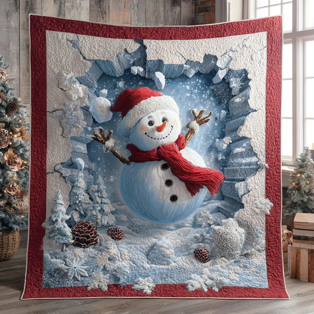Winter Snowman Quilt Blanket