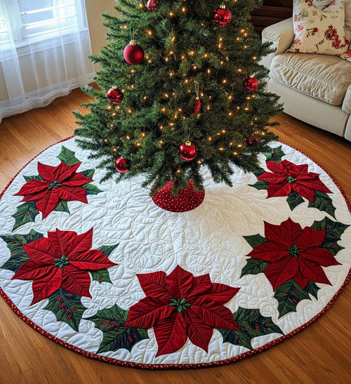Winter Solstice Swirl Quilted Christmas Tree Skirt