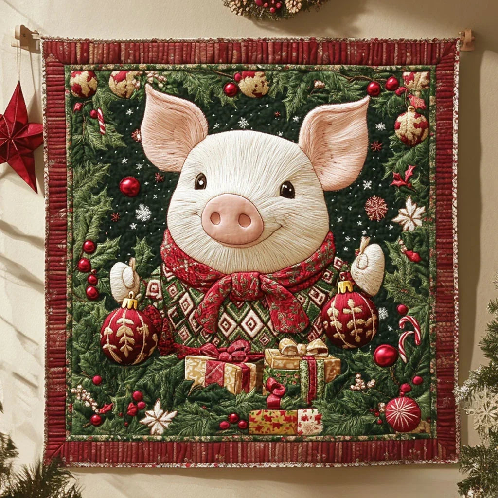 Winter Spirit Pig Quilt Blanket