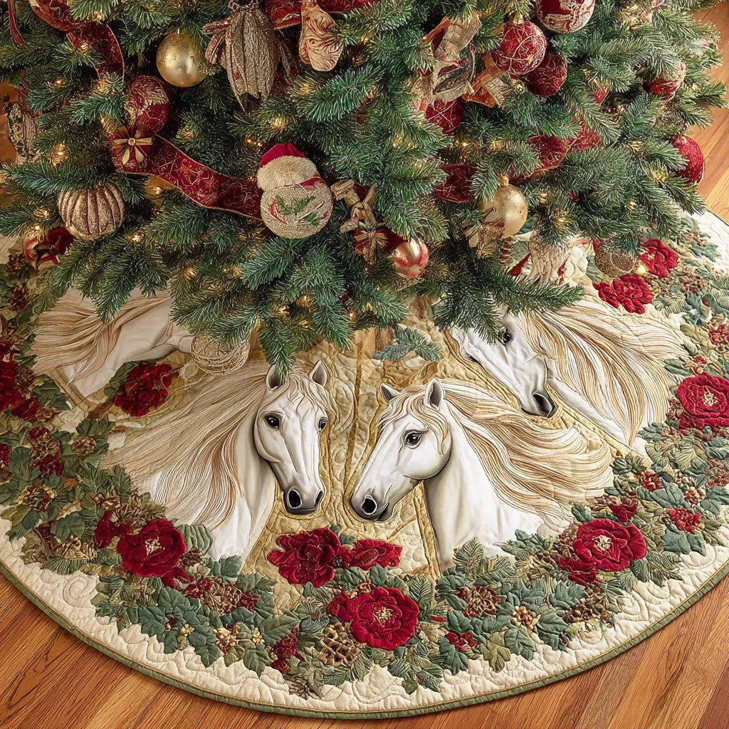 Winter Stable Glow Christmas Quilted Tree Skirt
