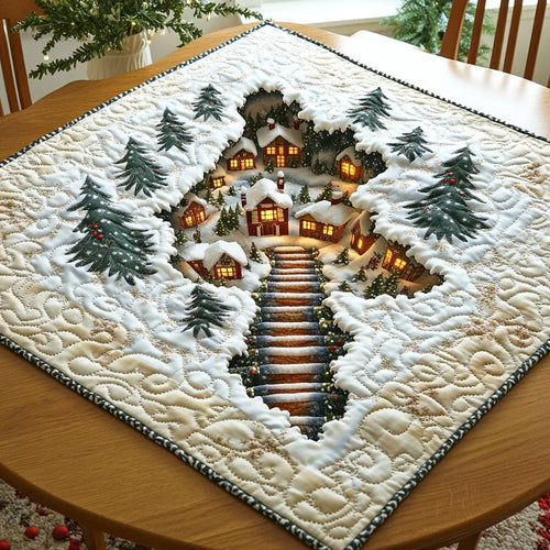 Winter Stair Village Quilted Table Topper