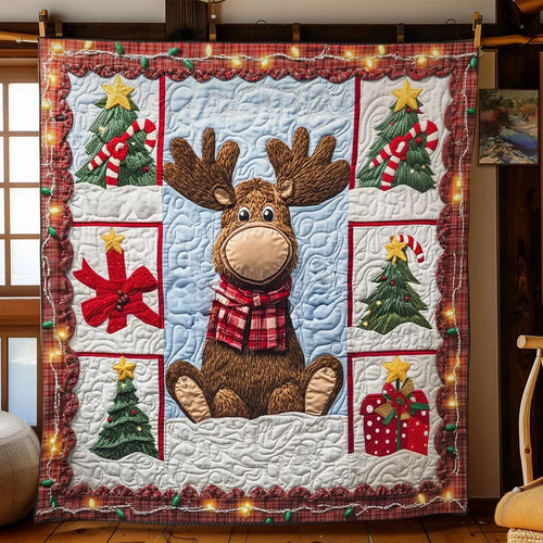 Winter Star Moose Quilt Blanket