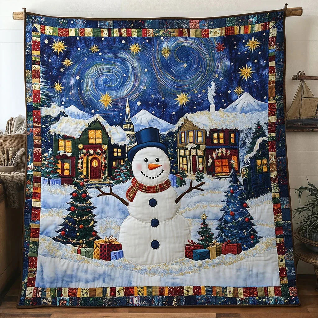 Winter Starry Snowman Quilt Blanket