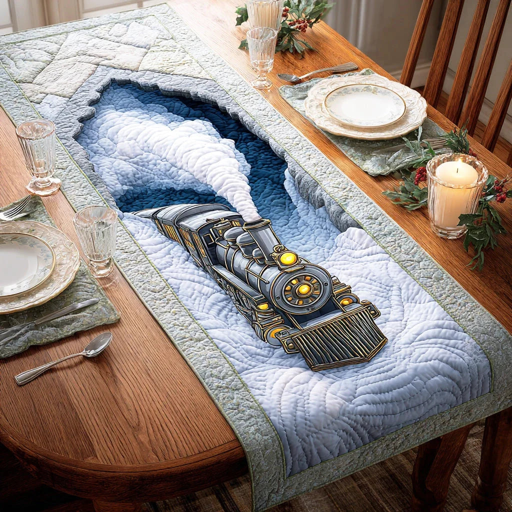 Winter Steam Ride Quilted Table Runner