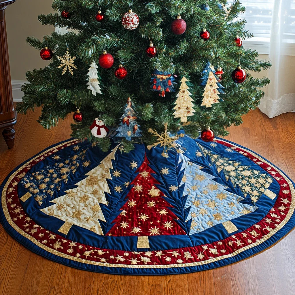 Winter Whimsy Quilted Christmas Tree Skirt