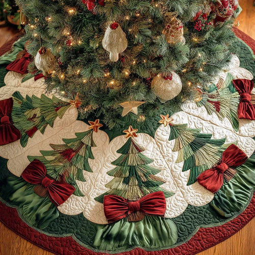 Winter Whirl Bliss Christmas Quilted Tree Skirt