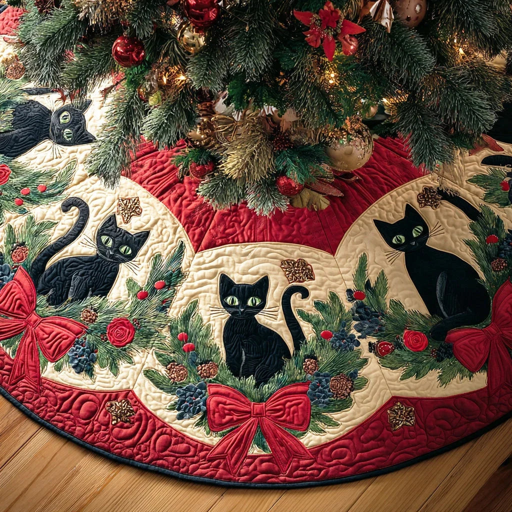 Winter Whisker Magic Christmas Quilted Tree Skirt