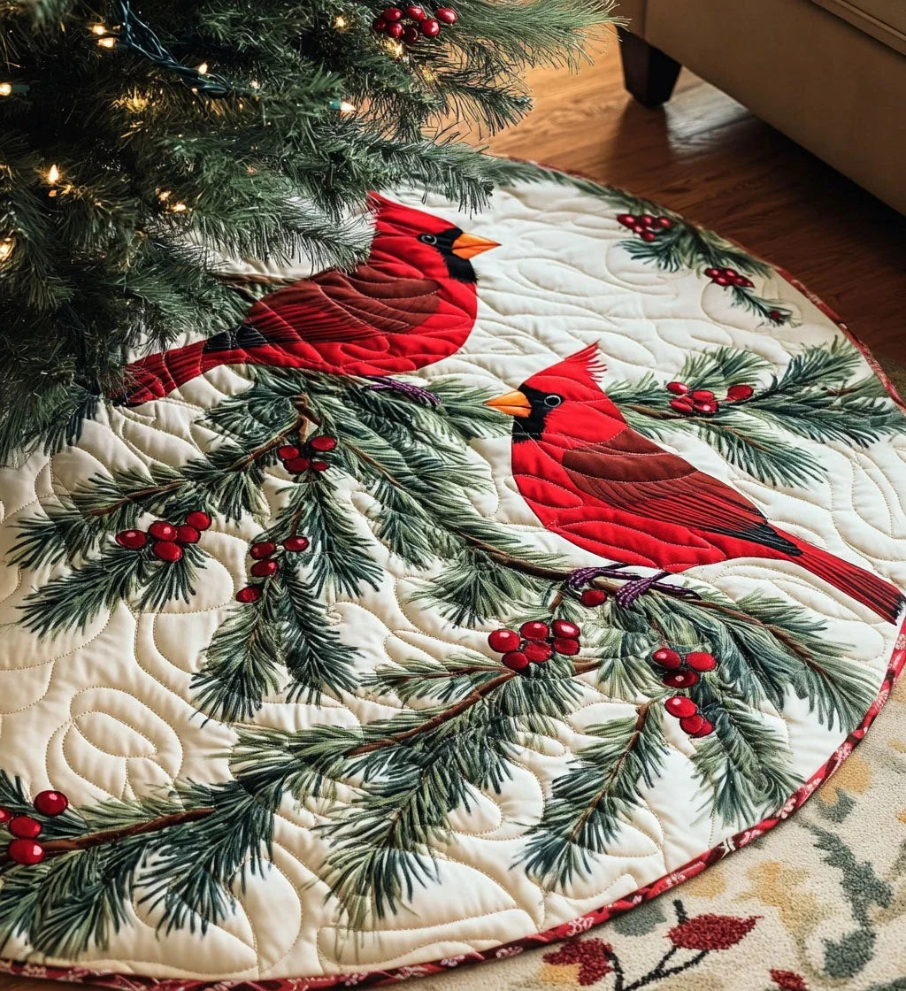 Winter Whisper Quilted Christmas Tree Skirt