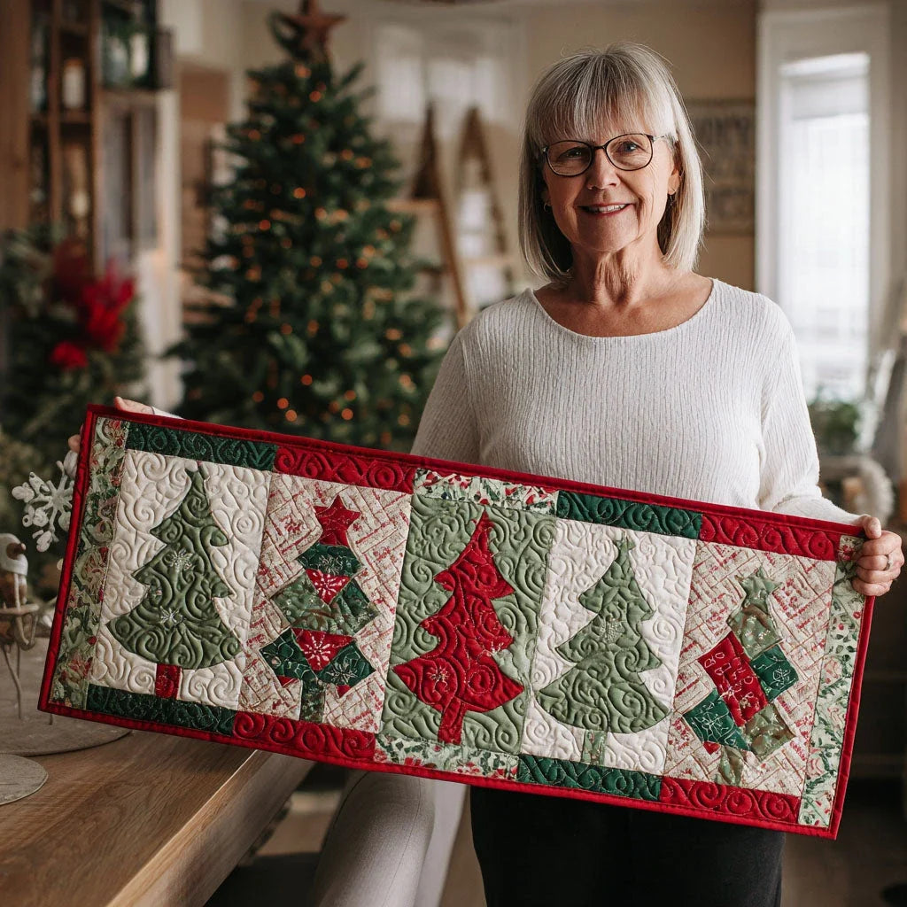 Winter Woods Tree Quilted Table Runner