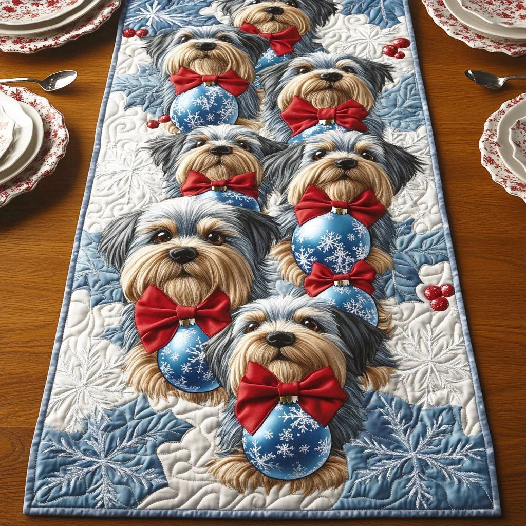 Winter Yorkie Quilted Table Runner
