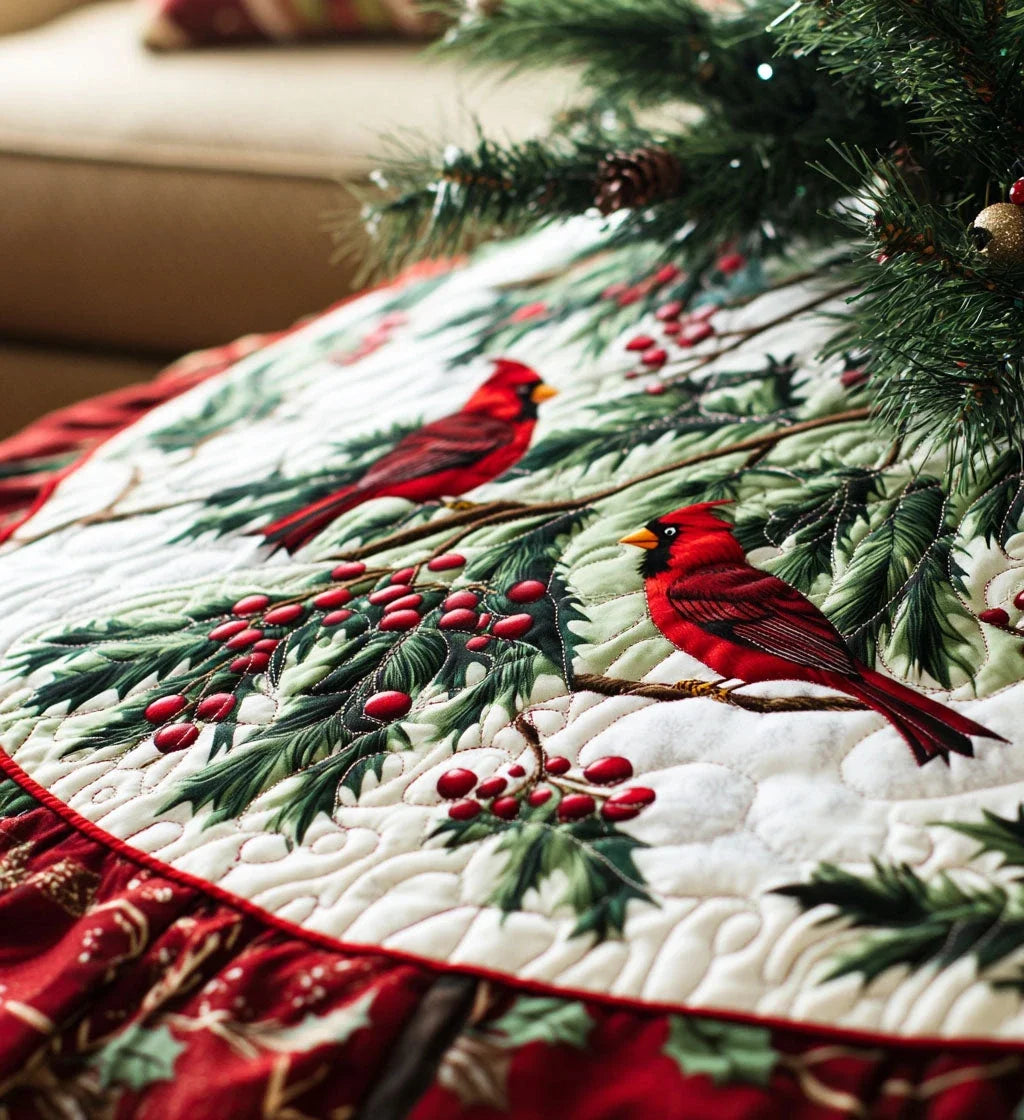 Winterberry Wrap Quilted Christmas Tree Skirt