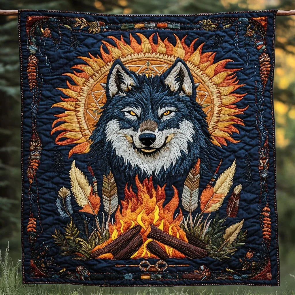 Wisdom Wolf Quilt Blanket
