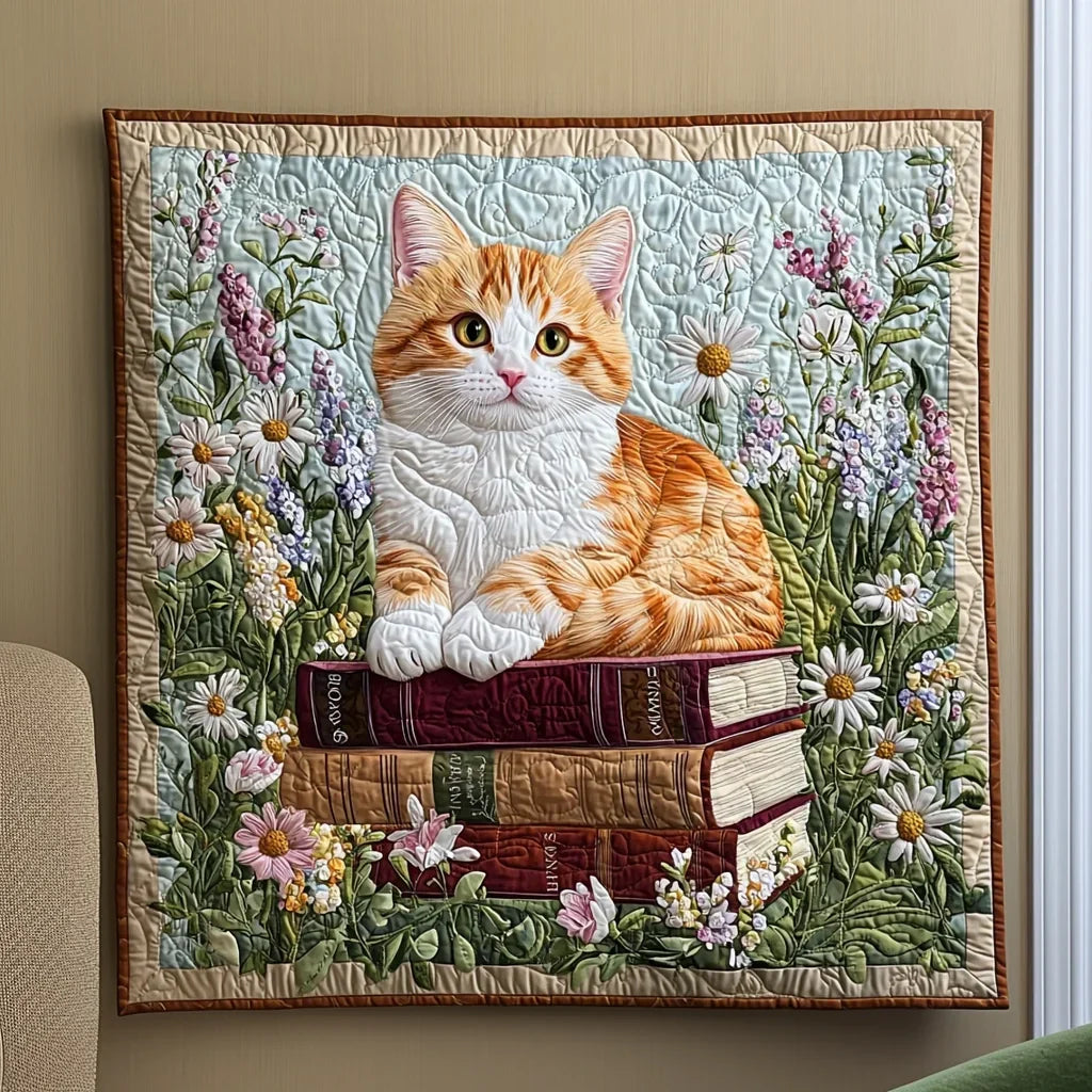 Wise Ginger Cat Quilt Blanket