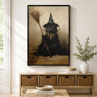 Gothic Witch Cat Dark Academia Canvas Art Wall Art