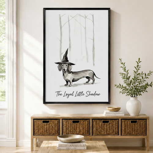 Witch Hat Dachshund Whimsical Canvas Wall Art